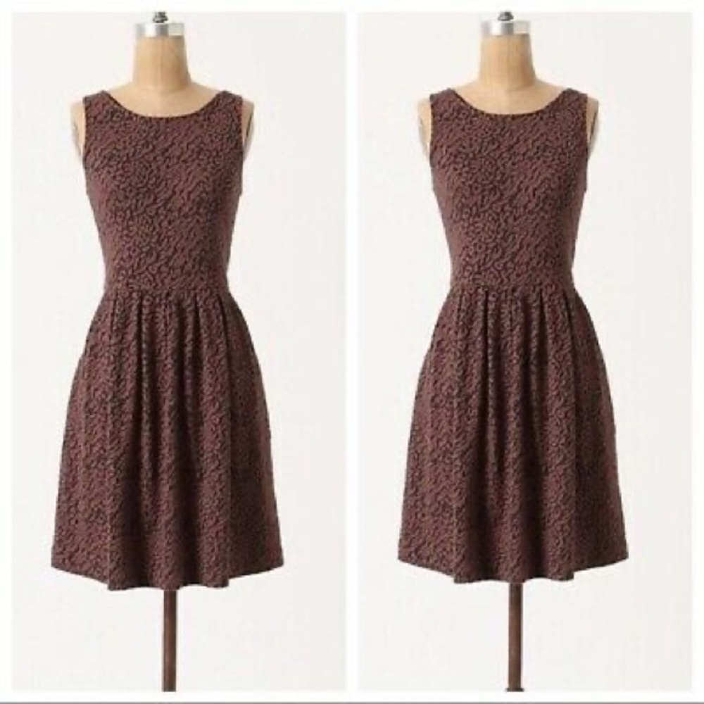 Anthropologie Deletta Brown Leopard Dress